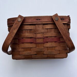 Vintage 1992 LONGABERGER Double Handle Basket CHRISTMAS COLLECTION with Liners